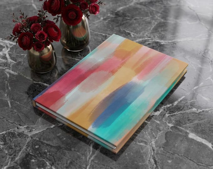 Abstract Matte Hardcover Journal: Ruled Lines, 150 Pages