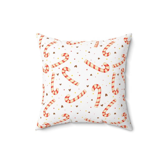 Candy Cane Pillow: Festive Holiday Accent, 16x16 Polyester