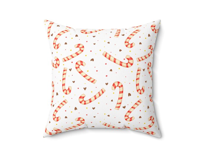 Candy Cane Pillow: Festive Holiday Accent, 16x16 Polyester