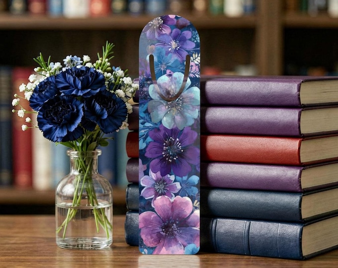 Purple Essence Bookmark | Floral Watercolor Page Holder | Aluminum Book Marker