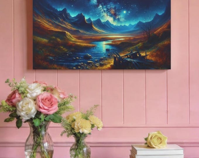 Whispers Beneath the Nebula Matte Canvas Wall Artwork