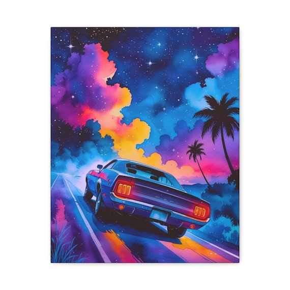 Retro Car Canvas Art: Abstract Steel & Shadows - Man Cave Decor