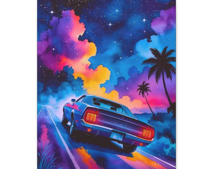 Retro Car Canvas Art: Abstract Steel & Shadows - Man Cave Decor