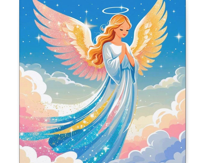 Guardian Angel Canvas Wall Art: Faith Home Decor (14x14)