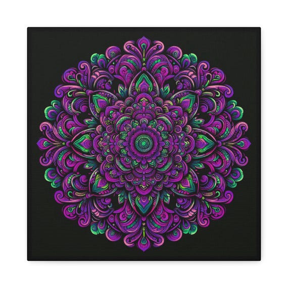 Psychedelic Mandala Canvas Wall Art: Colorful Boho Home Decor