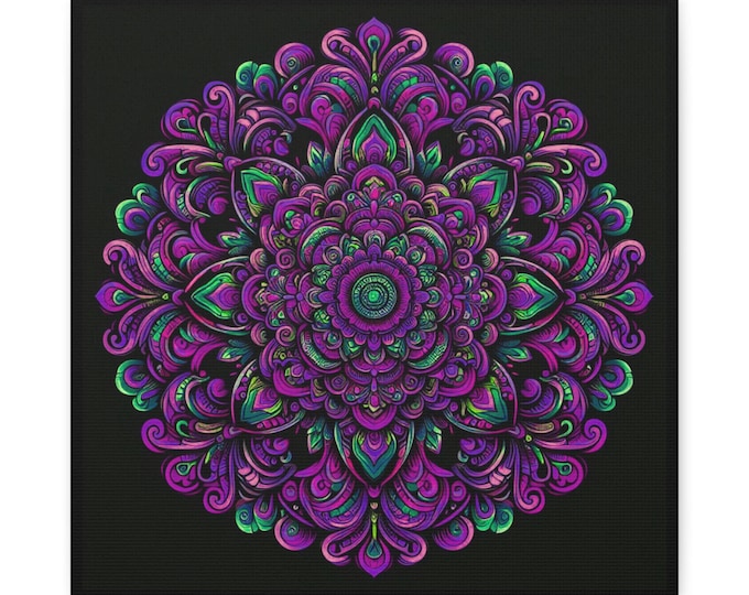 Psychedelic Mandala Canvas Wall Art: Colorful Boho Home Decor