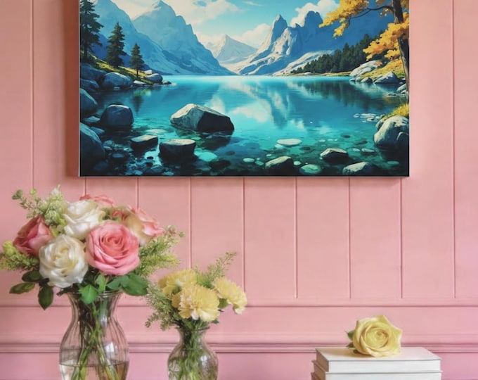 Diamond Lake Matte Canvas Wall Artwork | Gift for Nature Lovers