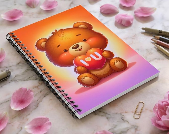 LoveBear Spiral Notebook: Adorable Lined Journal