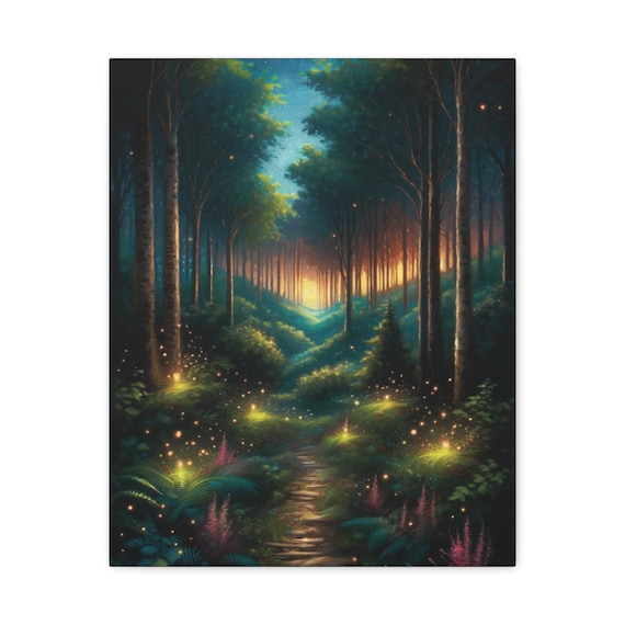 Fairy Dust Forest Canvas Wall Art: Enchanted Nature Decor (16x20 Canvas Only)