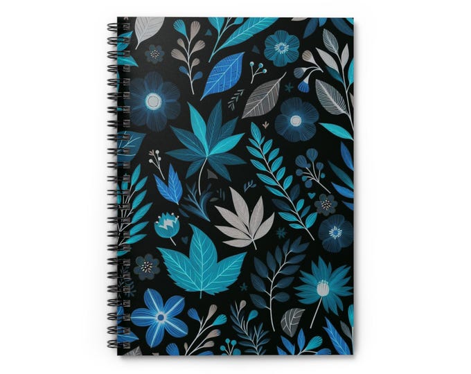 Floral Spiral Notebook: Ruled Pages, Document Pocket, 6"x8"