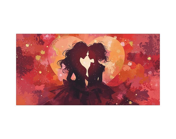 Lovers Flame LGBTQ Abstract Matte Canvas Wall Artwork