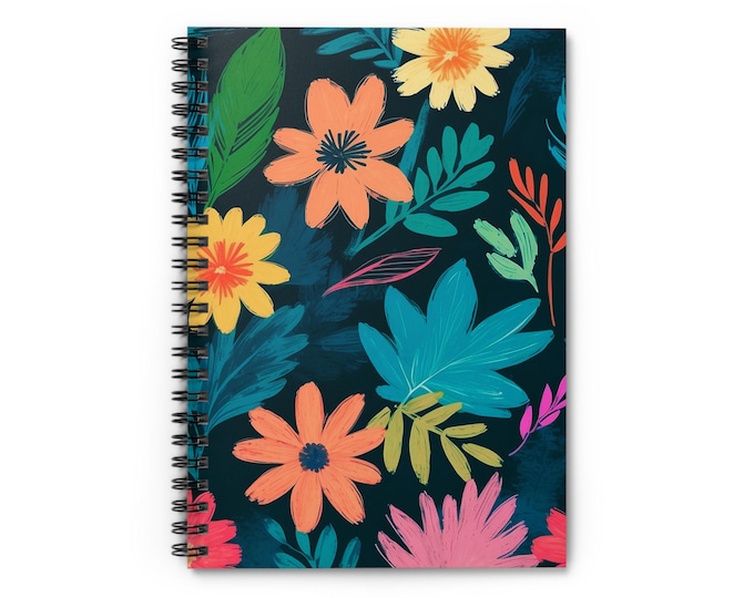 Chic Spring Floral Spiral Notebook | Ruled Journal | Elegant Daily Notepad
