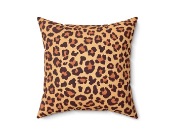 Leopard Print Square Pillow: Stylish Home Decor Accent (16x16)