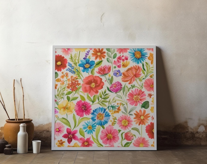 Floral Canvas Wall Art: Colorful Flower Home Decor
