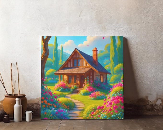 Pink Petal Hollow Matte Canvas Artwork | Cottage Garden Home Decor
