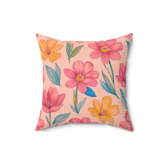Botanical Blush Throw Pillow: Floral Home Decor, 16x16