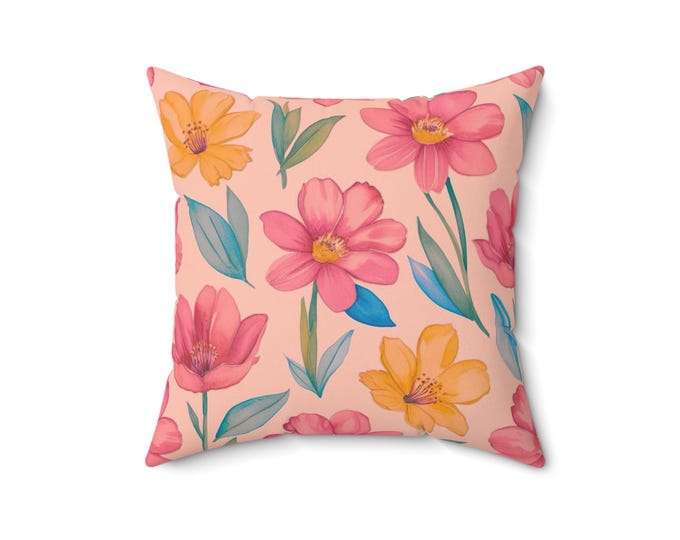 Botanical Blush Throw Pillow: Floral Home Decor, 16x16