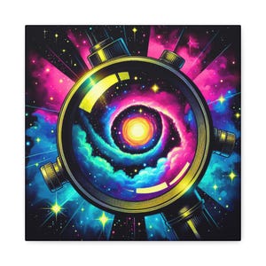 Space Scope Matte Canvas Wall Artwork, Astronomy Accent, Colorful Wall Art, Cosmic Galaxy Home Decor, Universe Stretched Canvas Artwork