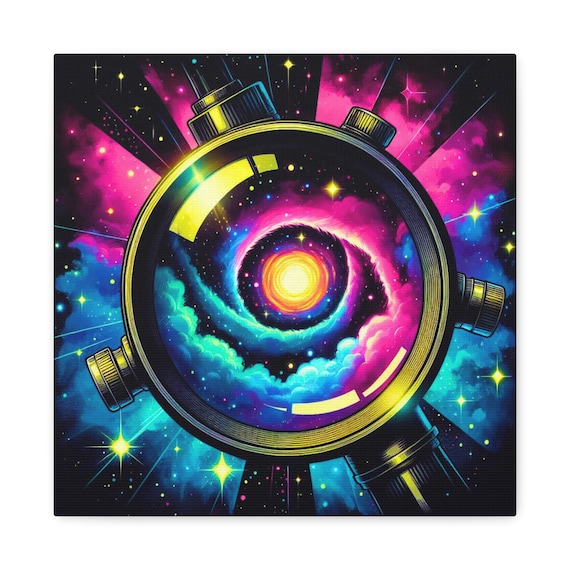 Galaxy Lens Canvas Wall Art: Astronomy Home Decor, 14x14