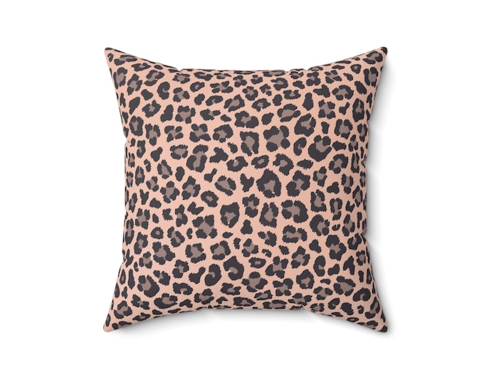 Leopard Print Throw Pillow: Chic Square Cushion, Living Room Decor