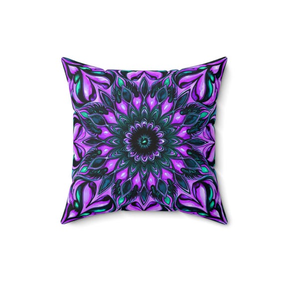 Orchid Mandala Throw Pillow: Boho Floral Home Decor
