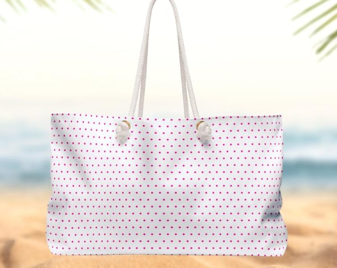 Pink Polka Pop Weekender Tote | Simple Tote Beach Bag