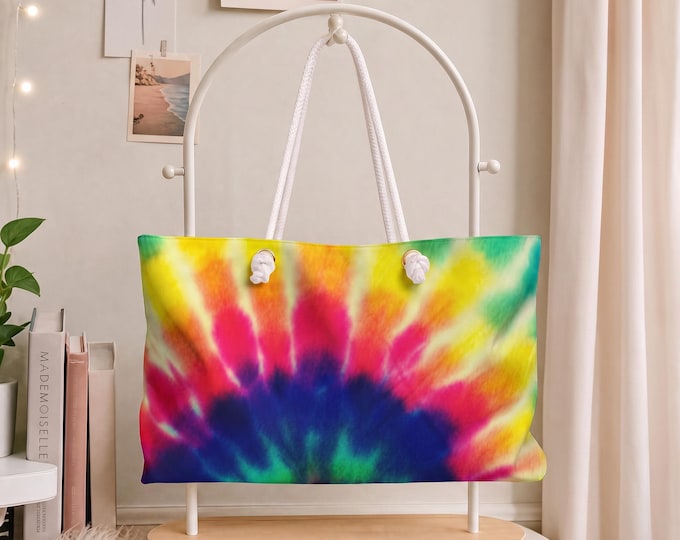 Sun-Soaked Rainbow Weekender Bag | Colorful Tie-Dye Travel Tote