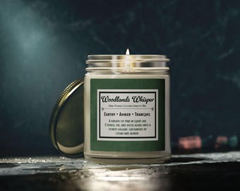 Woodlands Whisper Hand Poured Coconut Apricot Wax Candle Jar | 4oz & 9oz | Earthy Amber