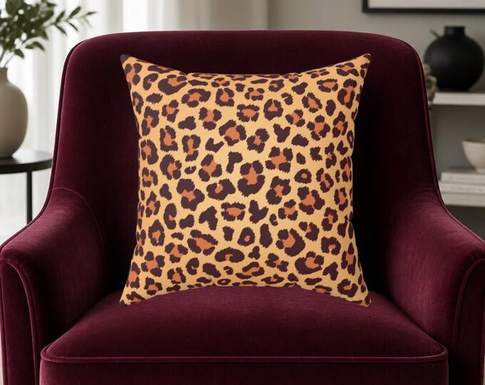 Leopard Print Square Pillow: Stylish Home Decor Accent (16x16)