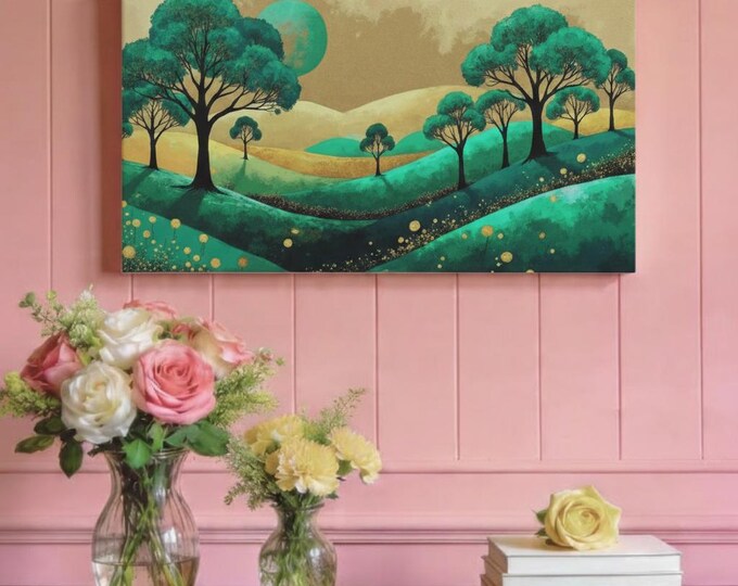 Emerald Valley Abstract Modern Matte Canvas