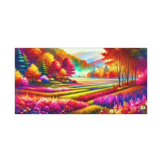 Indigo Floral Canvas Wall Art: Botanical Bedroom Decor, 30x15