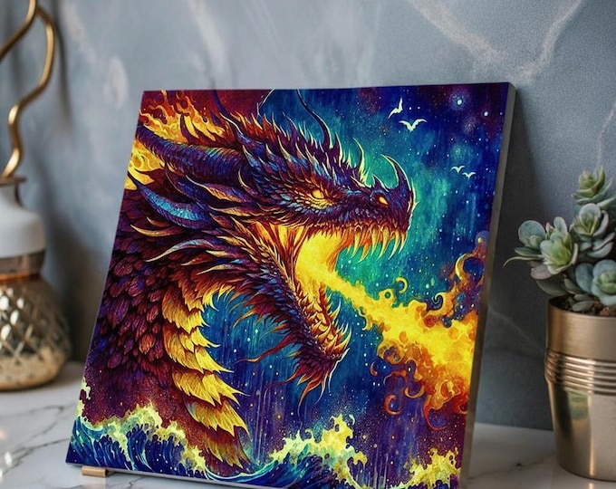 Sea Dragon Acrylic Print | Vibrant Fantasy Wall Accent with French Cleat Hanging