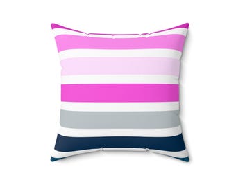 Pink Striped Spun Polyester Pillow: Modern Home Accent Decor