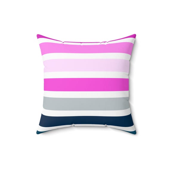 Pink Striped Spun Polyester Pillow: Modern Home Accent Decor