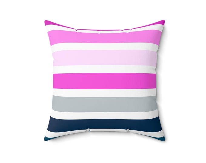 Pink Striped Spun Polyester Pillow: Modern Home Accent Decor