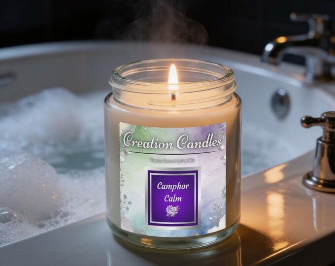 Camphor Calm Scented Candle Jar 9oz | Coconut Apricot Wax