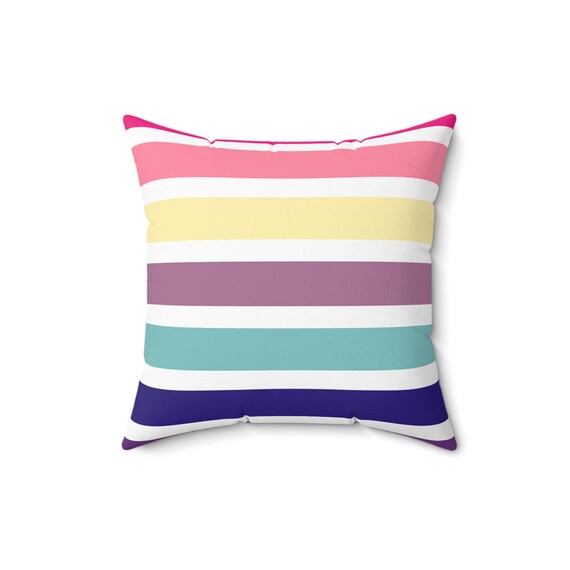 Pastel Striped Square Pillow: Spun Polyester Decorative Cushion