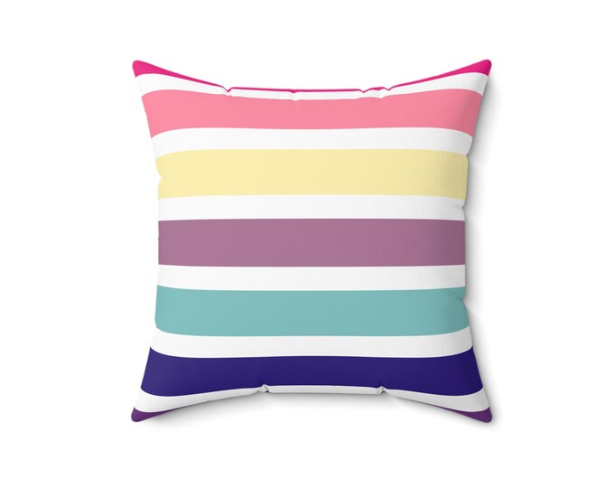 Pastel Striped Square Pillow: Spun Polyester Decorative Cushion