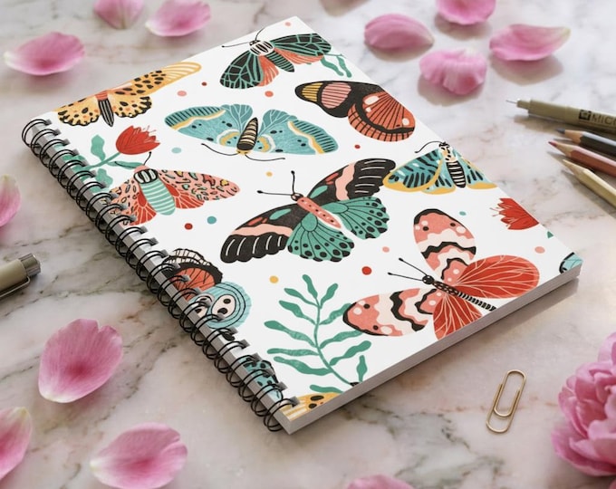 Watercolor Butterflies Spiral Notebook | Ruled Journal
