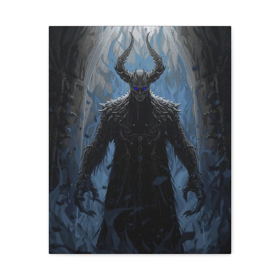 Horned Sentinel Matte Canvas Wall Art: Gothic Fantasy Decor (16x20)