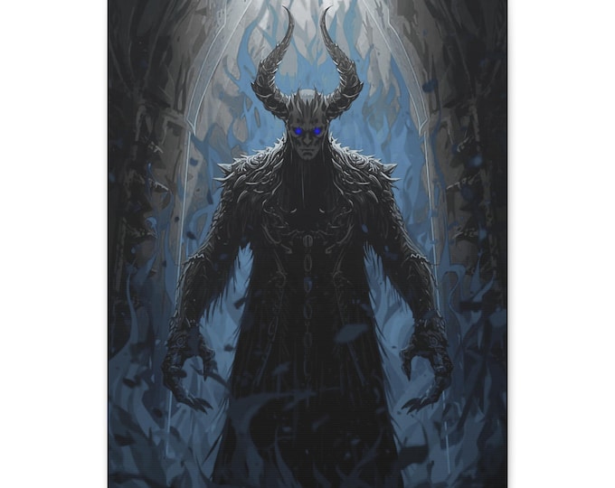 Horned Sentinel Matte Canvas Wall Art: Gothic Fantasy Decor (16x20)