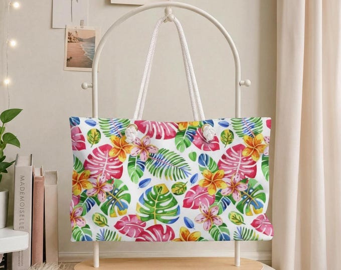 Tropical Hibiscus Weekender Bag | Floral Beach Tote