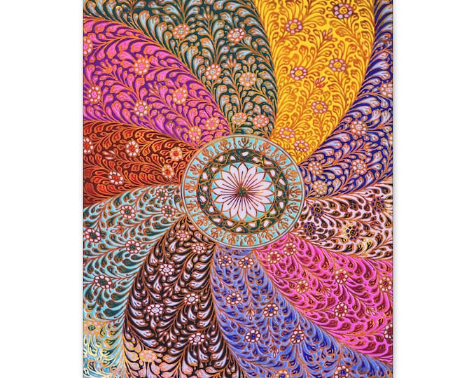 Floral Mandala Canvas Wall Art, Vibrant Home Decor (16x20)
