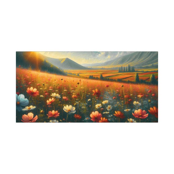 Ember Sundry Floral Canvas Wall Art: Modern Nature Home Decor (30x15)