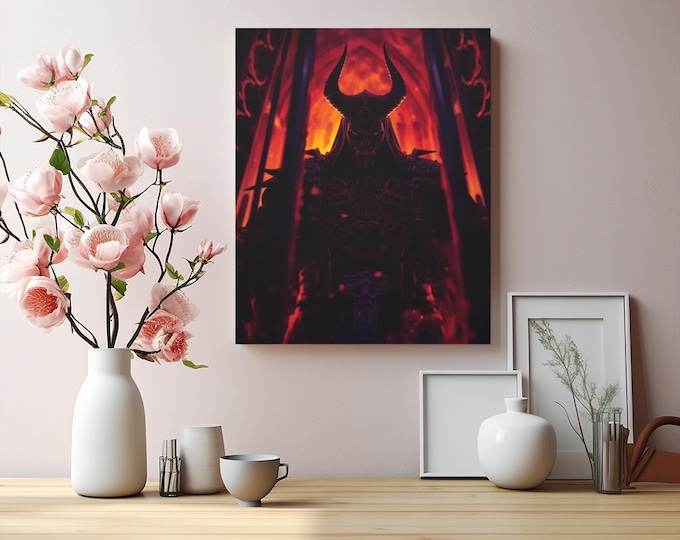Gothic Fantasy Underworld Demon Canvas Wall Art: Bohemian Mystic Home Decor