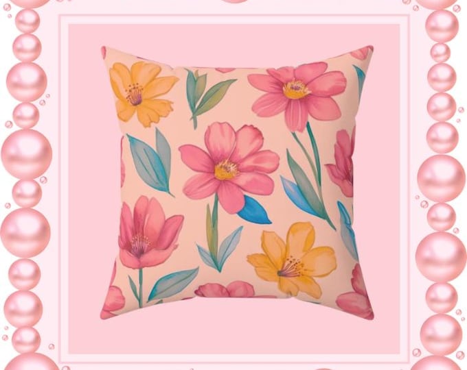 Botanical Blush Throw Pillow: Floral Home Decor, 16x16