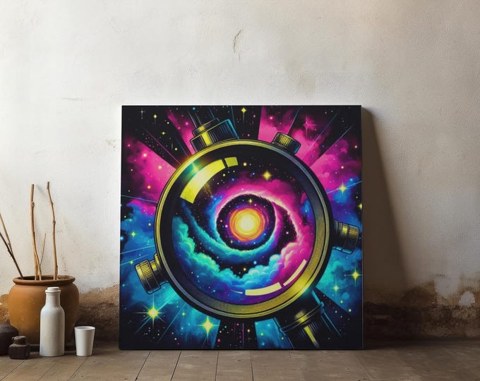 Galaxy Lens Canvas Wall Art: Astronomy Home Decor, 14x14