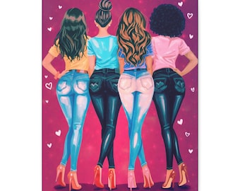 Bestie Squad Matte Illustration Canvas