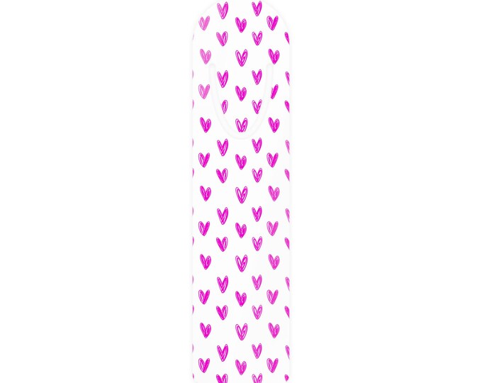 Pink Hand-Drawn Hearts Bookmark | Heart Pattern Metal Bookmark
