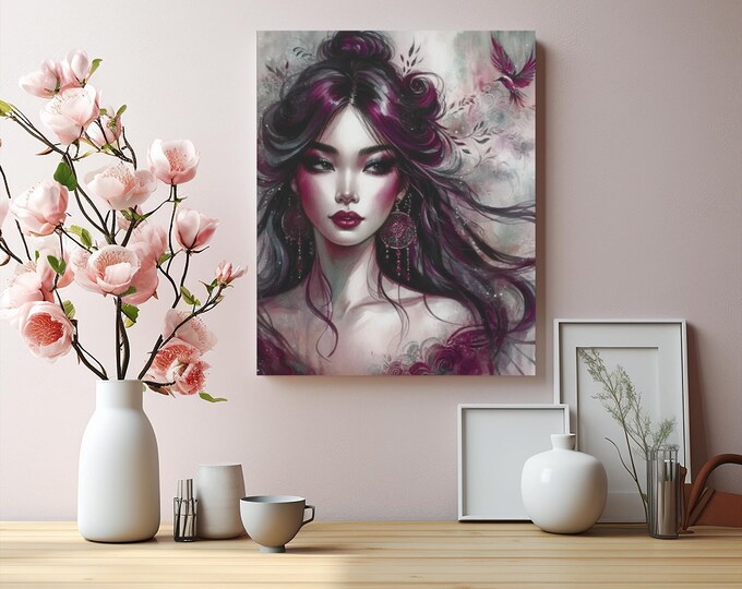 Burgundy Beauty Matte Canvas: Abstract Feminine Wall Art
